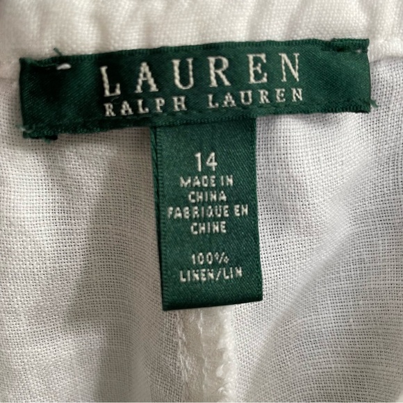 Women’s 14 Lauren Ralph Lauren 100% Linen White Capris Vacation Resort Summer - Picture 4 of 6